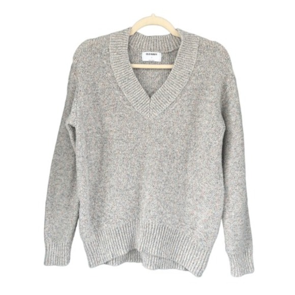 Old Navy V-Neck Sweater Knit Pullover Neutral‎ Toned Speckled Small - Picture 1 of 5